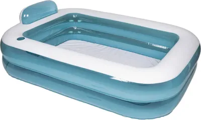 Produktbild von CRIVIT Planschbecken mit Kofstütze rechteckig blau L 202 x B 151 x H 46/60 cm