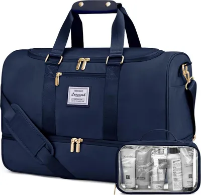 Produktbild von LOVEVOOK Damen Sporttasche Blau, Reisetasche Weekender mit KulturtascheSchuhfach & Nassfach, Wasserdicht Carry on Bag