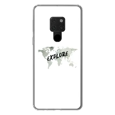Produktbild von MuchoWow® Handyhülle Schutzhülle Hülle für Huawei P40 Lite Weltkarte - Grau - Zitat Silikon Softcase Handy Hülle - Handy