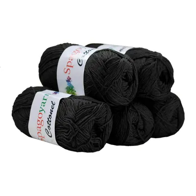 5 x 100g Strickgarn Cottonel Uni Häkelwolle Handstrickgarn schwarz