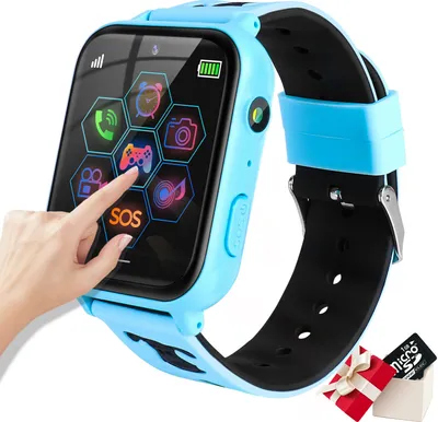 Image de Jeu pour enfants Smartwatch, lecteur de musique, smartwatch, enregistreur vidéo, 10 jeux éducatifs [avec carte Micro SD de 1 Go], montre-bracelet sport pour les 3-14 ans, cadeau pour garçons et filles, bleu