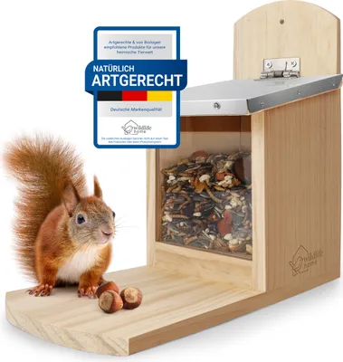 Produktbild von Eichhörnchen Futterhaus mit Metalldach