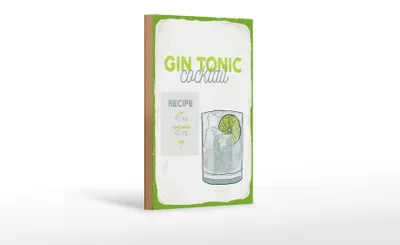 Produktbild von Holzschild Rezept Gin Tonic Cocktail Recipe 12x18 cm Dekoration