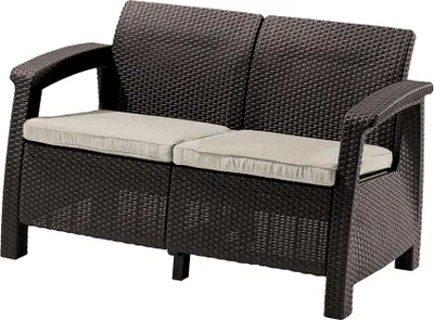 Obrázek produktu pro Zahradní pohovka Allibert Corfu Love Seat - 128 x 70 x 79cm - hnědá / béžová