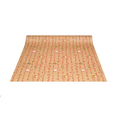 Immagine prodotto di Carta da regalo per Natale, Babbo Natale con scrittura a mano, marrone, 0,70 x 10 m