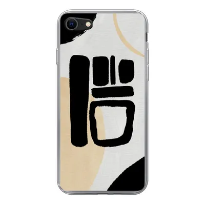 Produktbild von MuchoWow® Handyhülle Schutzhülle Hülle für iPhone SE 2020 Schwarz - Kreis - Abstrakt Silikon Softcase Handy Hülle - Kartenbesitzer