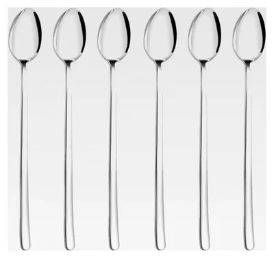 Produktbild von 6 Stück Latte Macchiato Löffel, Eislöffel lang, 304 Edelstahl Longdrinklöffel, Stiel Dessertlöffel, Kaffeelöffel, Cocktaillöffel, Reislöffel, langer Joghurtlöffel