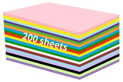 Obrázok produktu pre 200 listov farebného papiera formátu A4, dvojstranný papier na origami a farebné kartónové papiere