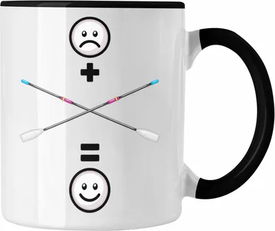 Produktbild von Trendation - Rudern Tasse Geschenk für Ruderer Lustige Geschenkidee :( + Rudern = :) Geburtstag (Schwarz)