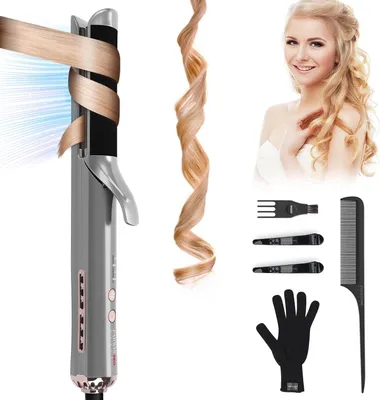 Produktbild von 2 In 1 -Mit 40 Lonenluftauslass, Lockenstab Große Locken Keramik-Beschichtung, Mit 3 Temperaturstufen von 130°C bis 220°C für alle Haartypen