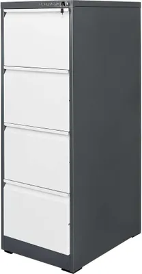 Zdjęcie produktu dla Szafa na dokumenty metalowa kartotekowa FURVERO W4S G/S 4 szuflady A4 grafitowa/szary front 45x62x134cm skręcana