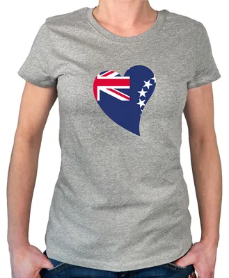 Produktbild von Huuraa Damen T-Shirt Cookinseln Flagge Herz S Sport Grey Bio Baumwolle Fairtrade Damenshirt Geschenkidee