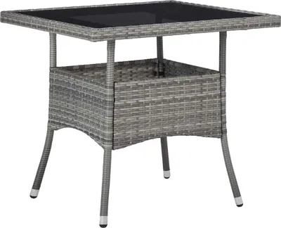 Image de vidaXL Table de jardin Gris Poly rotin et verre