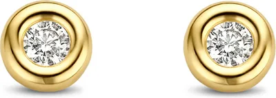 Produktbild von Neue Bling 9NBG-0400 Gold-Ohrstecker - Frauen - Zirkonia - glatter Rand - 4,7 mm Durchmesser - 14 Karat - Gold