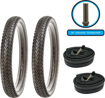 Produktbild von 2x Fahrradreifen SET 18 x 1,75 Zoll 47-355 Decke Mantel inkl. 2x AV Schlauch