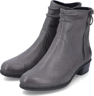 Image de Rieker Damen Stiefelette Zipper Blockabsatz Boot Y0741, Taille:38 EU, Couleur:Gris