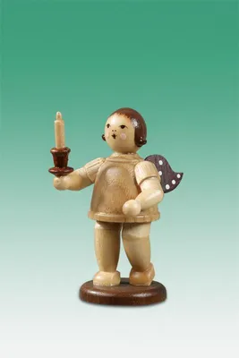 Produktbild von Holzfigur Weihnachtsengel mit Kerze und Krone natur Höhe 6,5cm