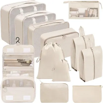 Produktbild von Famanu Koffer Organizer 12-teilig - Beige