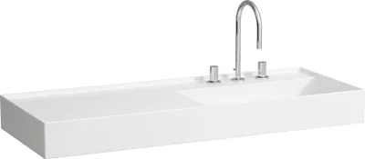 Image de LAUFEN Kartell lavabo, encastré, tablette à gauche, 2 trous pour robinet, sans trop-plein, 1200x460mm, H8133330008151