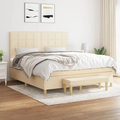 Obrázek produktu pro Postel Boxspring s matrací Cream 160x200 cm Látka