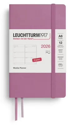 Image de LEUCHTTURM1917, Agenda hebdomadaire de poche (format A6) pour l'année 2026, couverture souple, couleur rose poudré