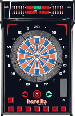 Produktbild von Karella elektronische Dartscheibe E-Master inkl. 6 Softdarts, Profi E-Dartboard,  EU, Dartautomat erhältlich ohne Münzprüfer, bis 4 Spieler