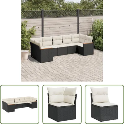 Produktbild von The Living Store 7-tlg. Garten-Sofagarnitur mit Kissen Schwarz Poly Rattan