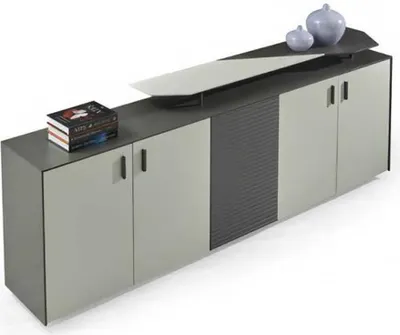 Image de Sideboard Armoire d'appoint Commode Beige Gris Bois Meubles de bureau