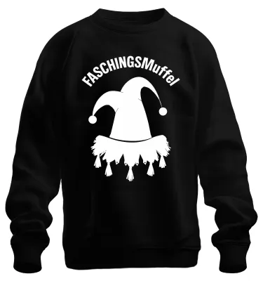 Immagine prodotto di Felpa unisex "FaschingsMuffel" con cappello da giullare e nappe, regalo di Carnevale, divertente, nero, taglia M