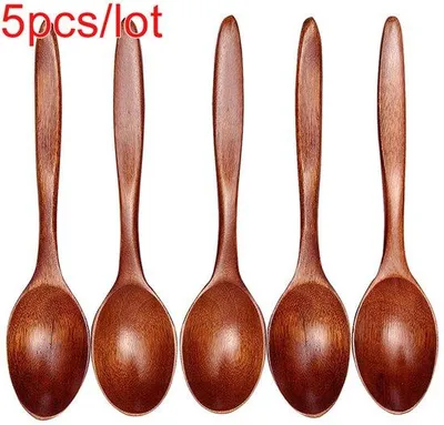 Produktbild von 5er Pack Holz Löffel Bambus Kochzubehör Suppen Löffel Besteck