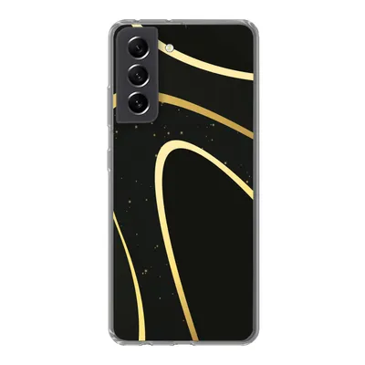 Produktbild von MuchoWow® Handyhülle Schutzhülle Hülle für Samsung Galaxy S21 FE Goldene Wellen auf schwarzem Hintergrund Silikon Softcase Handy Hülle - Mobiltelefonhülle
