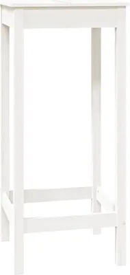 A white bar table against a white background.