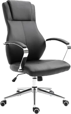 Image de SVITA MELLOW Chaise de bureau Fauteuil de direction Accoudoirs chromés de haute qualité Similicuir noir Réglage en hauteur