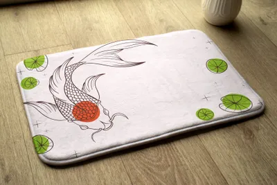 Produktbild von Badteppich Saugfähige - Badezimmer Teppich - Rutschfester Badvorleger Badematte - 90x60 cm - Karpfen Koi-Fisch