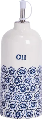 Produktbild von Nicola Spring Handbedruckte Olivenöl-Ausgießflasche – 500 ml – Marineblau