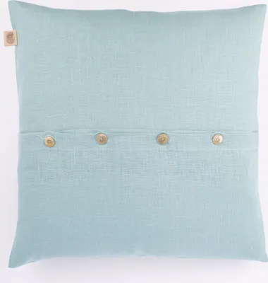Produktbild von Kissenhülle Erik mit Knopfleiste aus 100 % Leinen 47x47cm eisblau