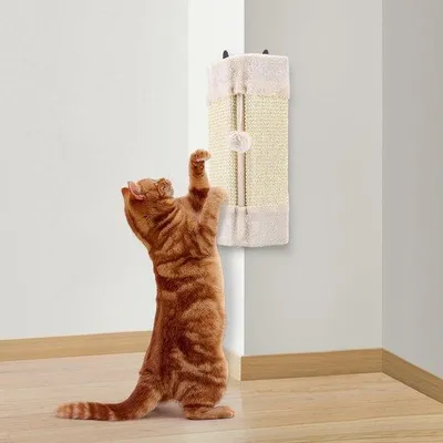 Produktbild von Hohe Qualität Sisal Katze Krabplank, Wand mit Hangender Kugel - Schutz für Wand und Möbel