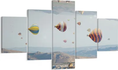 Produktbild von Bild auf Leinwand - Leinwandbild - 5 Teile - Surrealismus Flug Luftballons - 125x70cm - Wand Bild - Wanddeko - Wandbilder - Leinwanddruck - Bilder - Wanddekoration - Leinwand bilder - EA125x70-4454