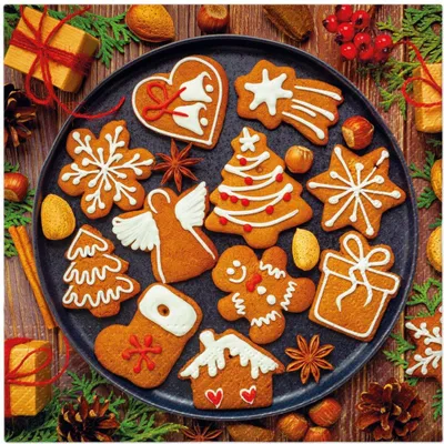 Immagine prodotto di Tovaglioli 33x33 cm - Gingerbread icing decorated