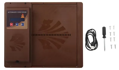 Produktbild von Automatischer USB-Hühnerstall-Türöffner mit horizontaler Öffnung und Timer, braun