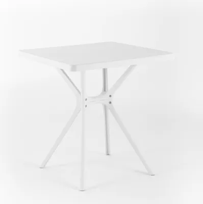 Immagine prodotto di Tavolo da esterno in polipropilene con fibra di vetro, quadrato, 70 x 70 cm, robusto e resistente, ideale per giardino, terrazza, bar LUCAS - Bianco