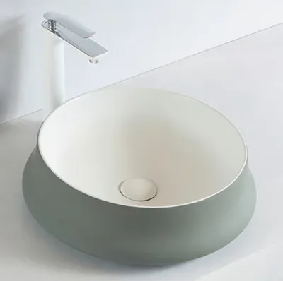 Produktbild von Aufsatzbecken KW6188 - Keramik - Marmor-Optik - 45,5 x 45,5 x 15 cm, Farbe:Blau / Weiß, Ablaufgarnitur wählbar:Ohne Ablaufgarnitur