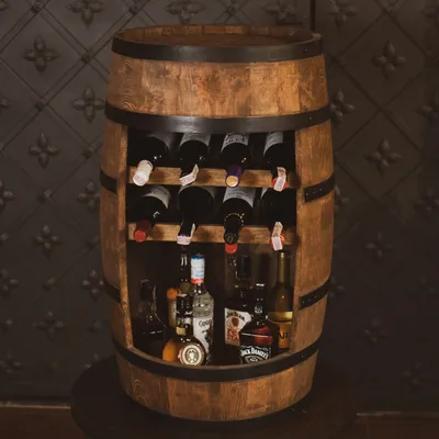 Produktbild von Drevená vínna pivnica, drevený sud, výška 80 cm, sud na víno, stojan na fľaše alkoholu, drevený stojan na fľaše (wenge)