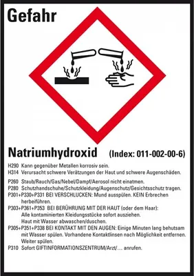 Produktbild von Dreifke® Aufkleber I GHS-Etikett Natriumhydroxid, GefStoffV/GHS/CLP, Folie, 5...