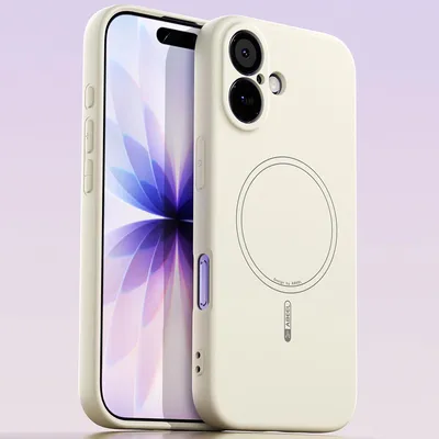 Obrázek produktu pro Magnetické pouzdro pro iPhone 17, kompatibilní s MagSafe, tekutý silikon, nárazuvzdorné a odolné proti poškrábání Béžová
