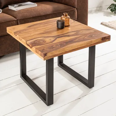 Produktbild von riess-ambiente Massivholz Couchtisch IRON CRAFT 60cm braun Sheesham stone finish Industrial Design Beistelltisch Tisch