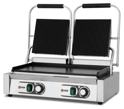 Produktbild von HCB Paninigrill - gerippt/glatt - doppelt - 230V - Edelstahl - 1701