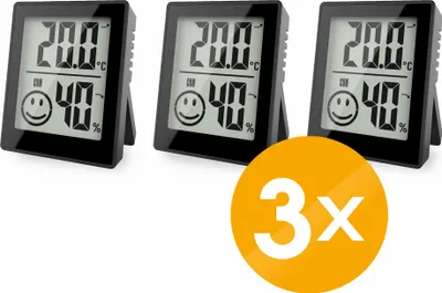 Produktbild von 3x Thermo-/Hygrometer 3er Set mit Smiley-Komfortanzeige