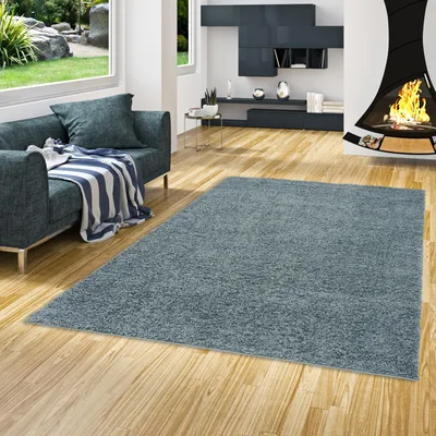 Produktbild von Hochflor Langflor Shaggy Teppich Fluffy Blau, Größe:80x150 cm