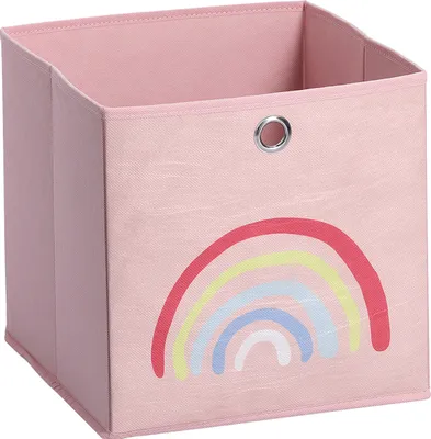 Obrázek produktu pro ZELLER Dětský úložný box textilní, růžový, motiv duha 28x28x28cm
